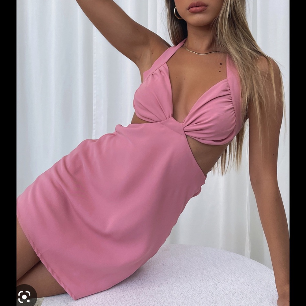 Make me stay mini dress pink white fox boutique